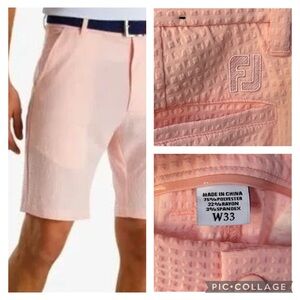 LIKE NEW Footjoy Seersucker Performance Golf Shorts Men's Size 33 - Pink Quartz